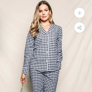 Petite Plume Women's Navy Gingham Flannel Pajama Set